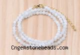 GMN7251 4mm faceted round tiny white moonstone beaded necklace jewelry