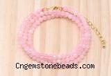 GMN7256 4mm faceted round tiny rose quartz beaded necklace jewelry