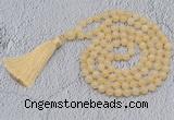 GMN726 Hand-knotted 8mm, 10mm honey jade 108 beads mala necklaces with tassel