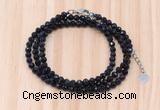 GMN7266 4mm faceted round blue goldstone beaded necklace jewelry