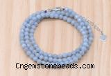 GMN7268 4mm faceted round blue angel skin beaded necklace jewelry