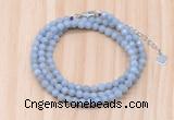 GMN7268 4mm faceted round blue angel skin beaded necklace jewelry