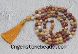 GMN727 Hand-knotted 8mm, 10mm mookaite 108 beads mala necklaces with tassel