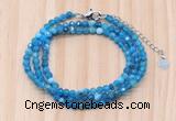 GMN7270 4mm faceted round apatite beaded necklace jewelry