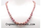 GMN7301 pink wooden jasper graduated beaded necklace & bracelet set