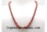 GMN7302 red jasper graduated beaded necklace & bracelet set