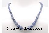 GMN7313 blue spot stone graduated beaded necklace & bracelet set