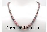 GMN7317 rhodonite graduated beaded necklace & bracelet set