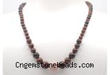 GMN7318 mahogany obsidian graduated beaded necklace & bracelet set