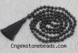 GMN732 Hand-knotted 8mm, 10mm golden obsidian 108 beads mala necklaces with tassel