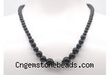 GMN7323 black onyx graduated beaded necklace & bracelet set