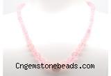 GMN7325 rose quartz graduated beaded necklace & bracelet set