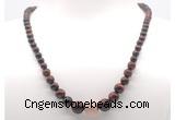 GMN7333 red tiger eye graduated beaded necklace & bracelet set