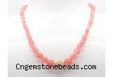 GMN7339 cherry quartz graduated beaded necklace & bracelet set