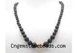 GMN7346 black lava graduated beaded necklace & bracelet set