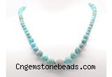 GMN7349 blue sea sediment jasper graduated beaded necklace & bracelet set