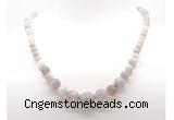 GMN7354 grey banded agate graduated beaded necklace & bracelet set