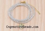 GMN7400 4mm faceted round tiny white jade beaded necklace with constellation charm