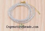 GMN7400 4mm faceted round tiny white jade beaded necklace with constellation charm