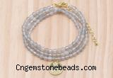 GMN7401 4mm faceted round tiny grey agate beaded necklace with constellation charm