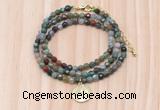 GMN7404 4mm faceted round tiny Indian agate beaded necklace with constellation charm