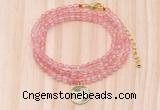 GMN7406 4mm faceted round tiny cherry quartz beaded necklace with constellation charm