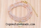 GMN7407 4mm faceted round tiny pink aventurine beaded necklace with constellation charm