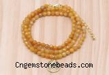 GMN7409 4mm faceted round tiny yellow jade beaded necklace with constellation charm