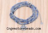 GMN7410 4mm faceted round tiny blue aventurine beaded necklace with constellation charm