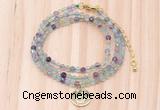 GMN7414 4mm faceted round tiny fluorite beaded necklace with constellation charm