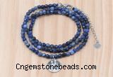 GMN7417 4mm faceted round tiny sodalite beaded necklace with constellation charm