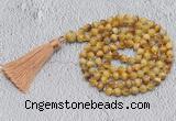 GMN742 Hand-knotted 8mm, 10mm golden tiger eye 108 beads mala necklaces with tassel