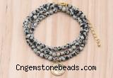 GMN7430 4mm faceted round tiny dalmatian jasper beaded necklace with constellation charm