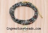 GMN7435 4mm faceted round tiny African bloodstone beaded necklace with constellation charm