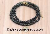 GMN7439 4mm faceted round tiny kambaba jasper beaded necklace with constellation charm