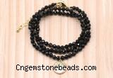 GMN7448 4mm faceted round tiny golden obsidian beaded necklace with constellation charm