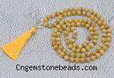 GMN745 Hand-knotted 8mm, 10mm golden tiger eye 108 beads mala necklaces with tassel