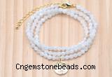 GMN7451 4mm faceted round tiny white moonstone beaded necklace with constellation charm