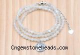 GMN7452 4mm faceted round tiny white moonstone beaded necklace with constellation charm