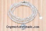 GMN7452 4mm faceted round tiny white moonstone beaded necklace with constellation charm