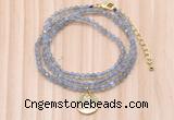 GMN7455 4mm faceted round tiny labradorite beaded necklace with constellation charm