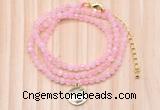 GMN7456 4mm faceted round tiny rose quartz beaded necklace with constellation charm