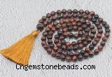 GMN746 Hand-knotted 8mm, 10mm red tiger eye 108 beads mala necklaces with tassel
