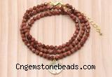 GMN7465 4mm faceted round goldstone beaded necklace with constellation charm