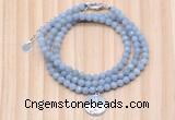 GMN7468 4mm faceted round blue angel skin beaded necklace with constellation charm