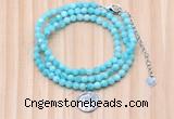 GMN7469 4mm faceted round amazonite beaded necklace with constellation charm