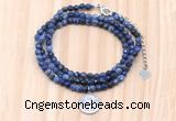 GMN7517 4mm faceted round tiny sodalite beaded necklace with letter charm