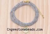 GMN7555 4mm faceted round tiny labradorite beaded necklace with letter charm