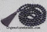 GMN760 Hand-knotted 8mm, 10mm purple tiger eye 108 beads mala necklaces with tassel