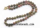 GMN7604 18 - 36 inches 8mm, 10mm matte unakite beaded necklaces